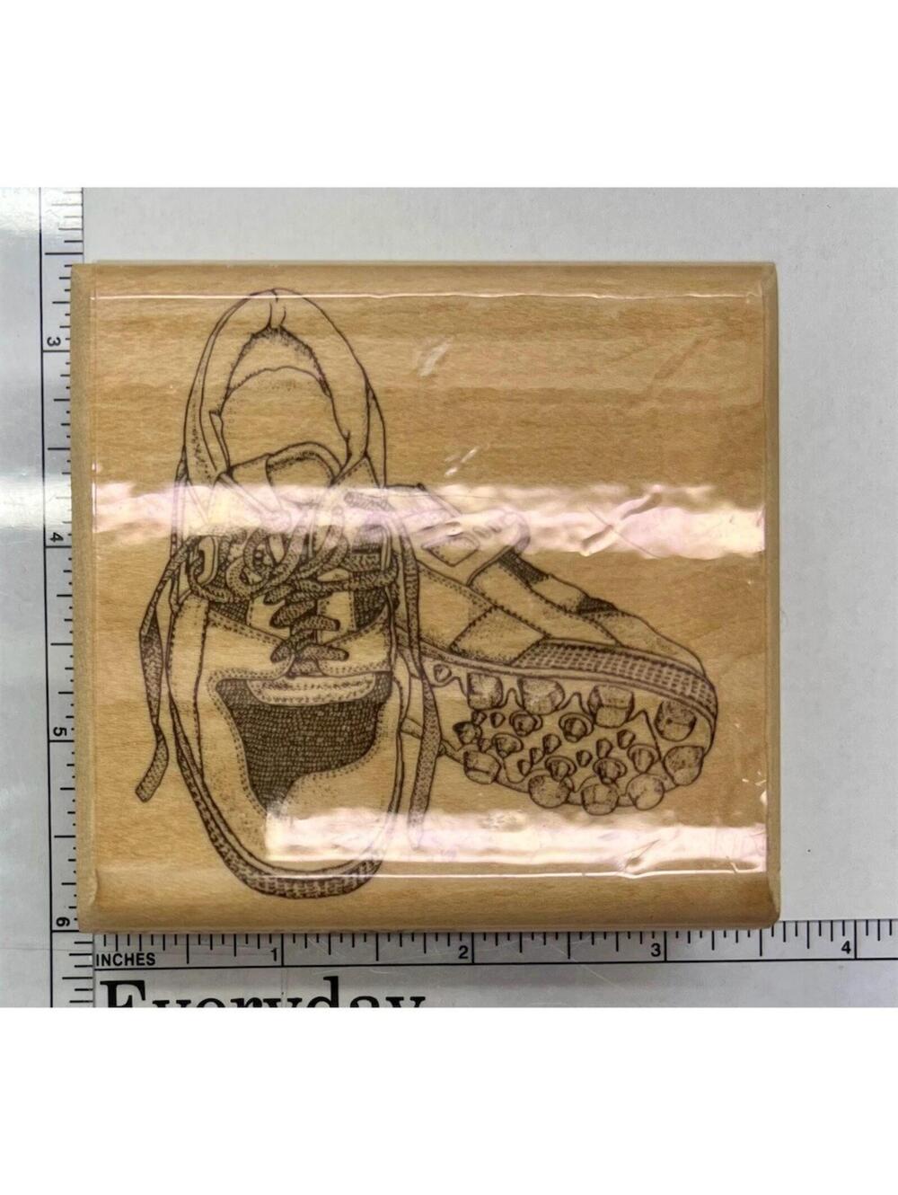 Mostly Animals Large Mounted Rubber Stamp Athletic Sneakers Shoes Cleats